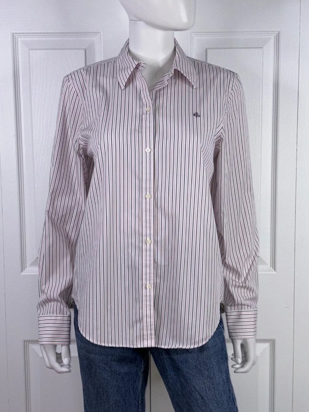 LAUREN RALPH LAUREN women's striped blouse medium LIKE NEW